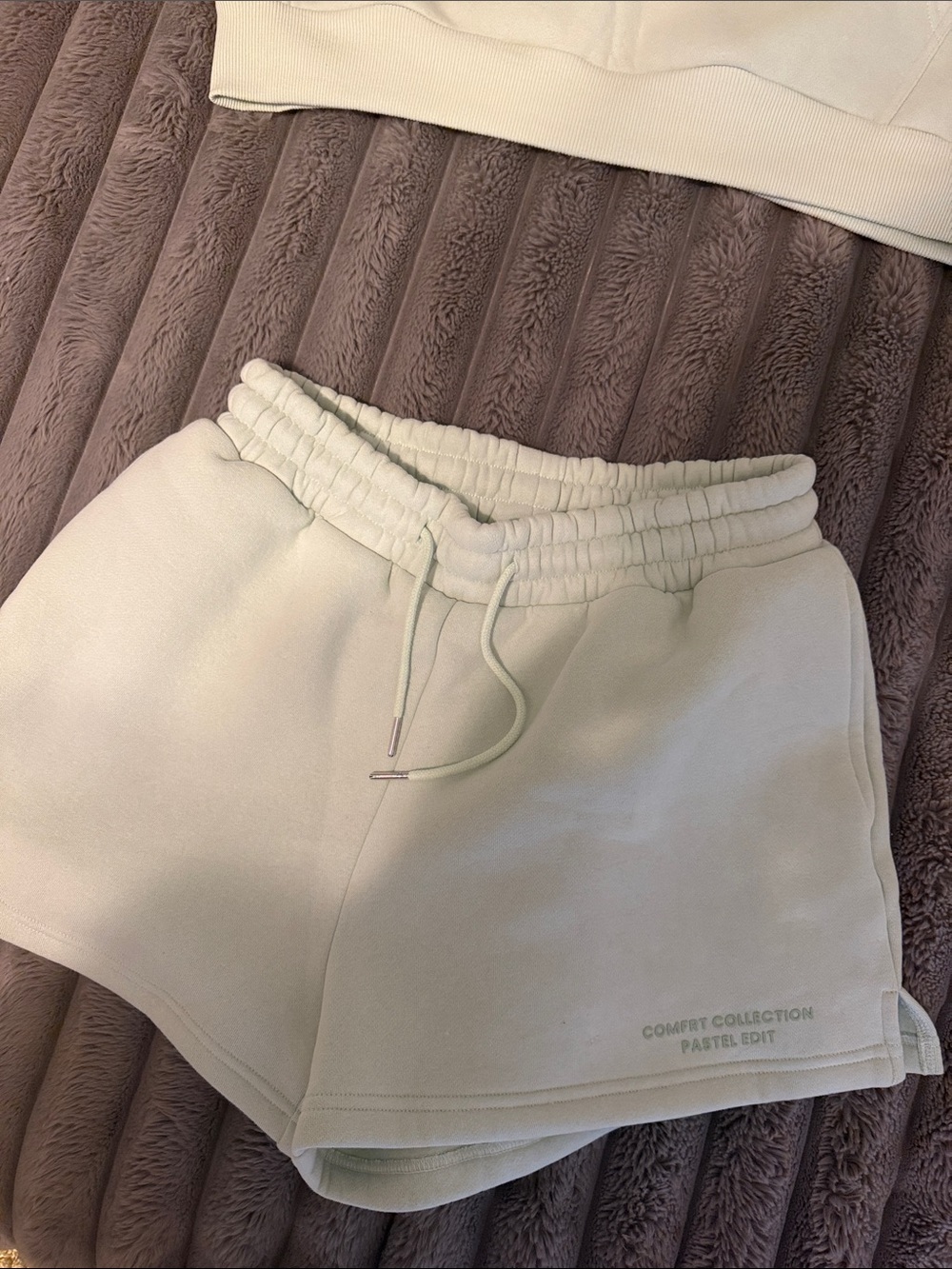 Light Mint Cozy Hoodie & Shorts Set - Picture 2 of 6